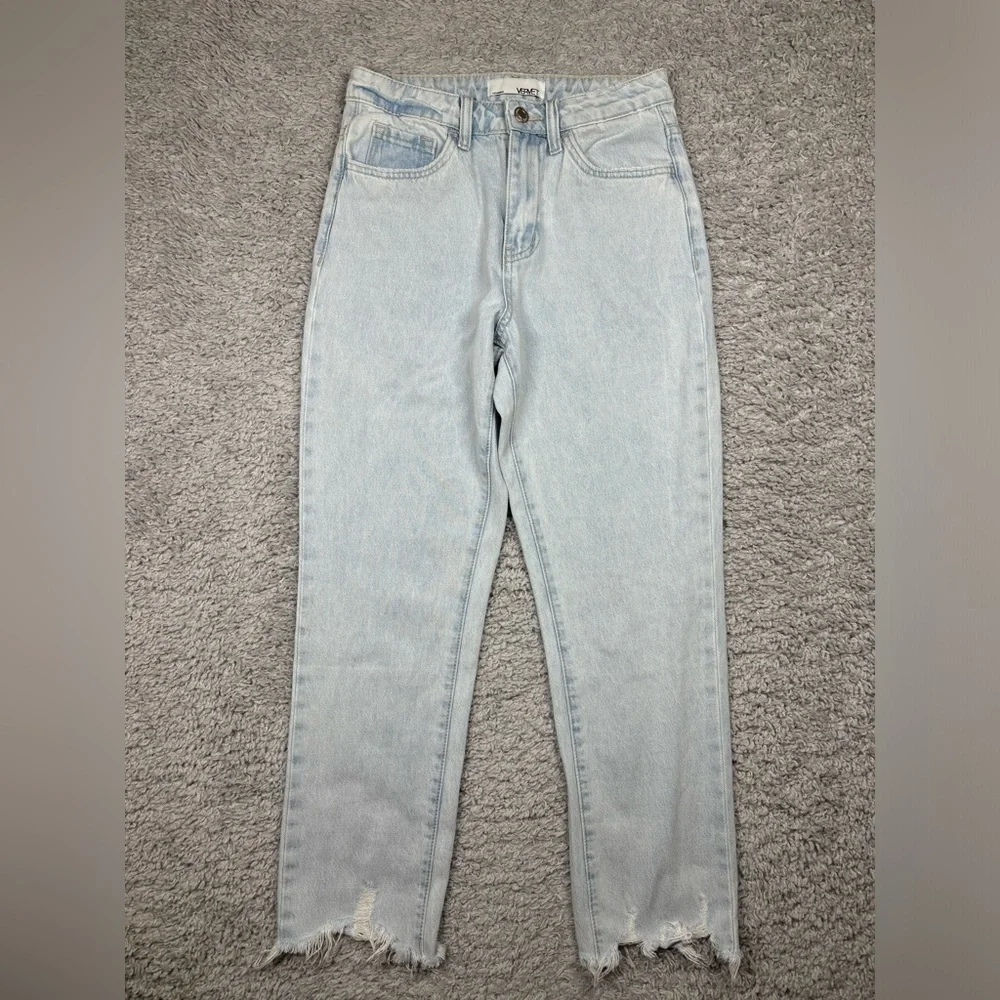 Vervet Jeans Womens 24 High Rise Light Wash Raw Hem Wide Leg Night Out Party